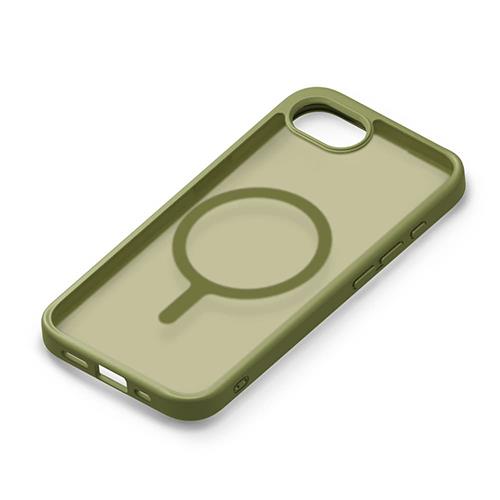 PGA PG-25KMH05GR マットカーキー iPhone 16e用 MagSafe対応 ハイブリッドケース 背面ケース