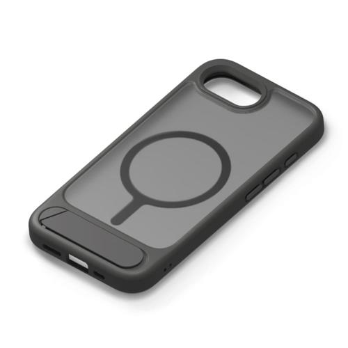 PGA PG-25KMH09BK マットブラック iPhone 16e用 MagSafe対応 スタンド付ハイブリッドケース 背面ケース