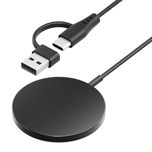 PGA PG-MG20CA02WH ブラック マグネット式 ワイヤレス充電器 USB Type-A&C 2m