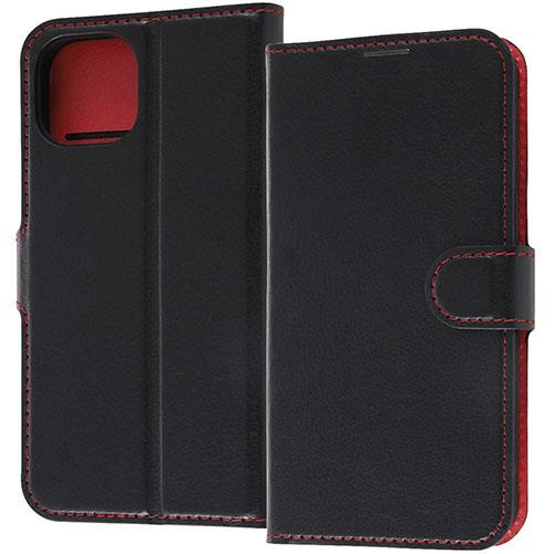 ray-out(レイ・アウト) RT-P36ELC1/BR ブラック/レッド iPhone 14 / 13用 耐衝撃 手帳型レザーケース マグネット