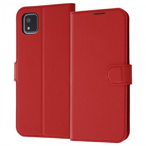 ray-out(レイ・アウト) RT-KS3ELC9/R レッド かんたんスマホ3 耐衝撃 手帳型レザーケース シンプル マグネット ルーペ付