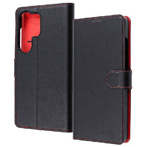 ray-out(レイ・アウト) RT-GS25UELC1/BR ブラック_レッド Galaxy S25 Ultra用 Like standard 耐衝撃 マグネットベルト シンプル 手帳型レザーケース