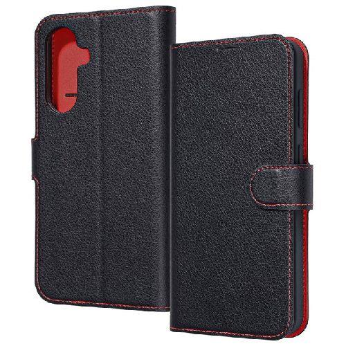 ray-out(レイ・アウト) RT-GA36ELC1/BR ブラック/レッド Galaxy A36 5G用 Like standard 耐衝撃 マグネットベルト シンプル 手帳型レザーケース