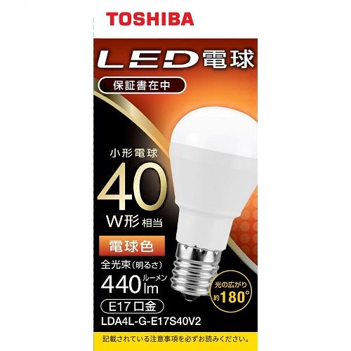 東芝(TOSHIBA) LDA4L-G-E17S40V2 LED小形電球形 電球色 E17口金 40W形相当 440lm