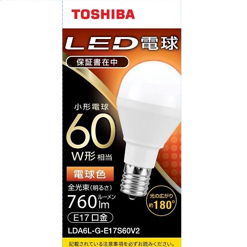 東芝(TOSHIBA) LDA6L-G-E17S60V2 小形電球形 電球色 E17口金 60W形相当 760lm