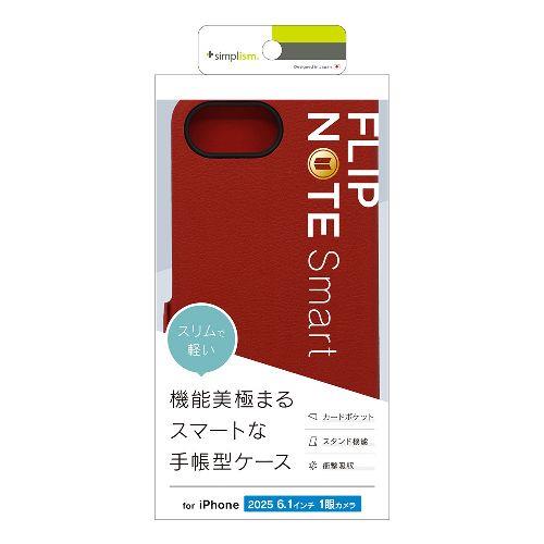 トリニティ TR-IP25S-FNS-LRD レッド iPhone 16e用 [Smart FlipNote] 薄型スマートフリップノートケース 横開きタイプ