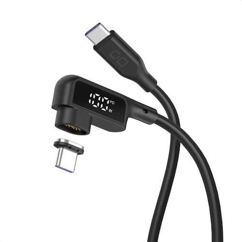 CIO(シーアイオー) CIO-SLLMG-SC-CC1-BK L字 CtoC 1m 液晶ﾃﾞｨｽﾌﾟﾚｲ付きマグネットシリコンケーブル ﾌﾞﾗｯｸ