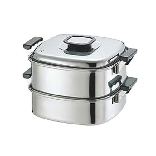神子島製作所 桃印18-0角型蒸器 24cm 2段
