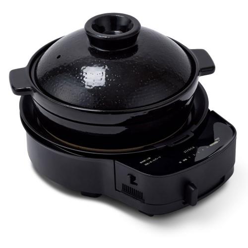 【長期保証付】シロカ(siroca) SQ-D151D ブラック おうちいろり 土鍋付き プレート4種