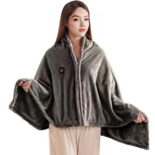 nexHOME グラフェン素材使用 USB 電気ブランケット ポンチョタイプ 80cm×150cm 3段階温度調節 4時間オートパワーオフ 安全設計 BKT38102