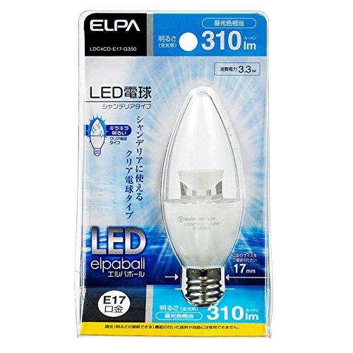 エルパ(ELPA) LDC4CD-E17-G350 昼光色 LED電球 シャンデリア球形 E17 昼光色
