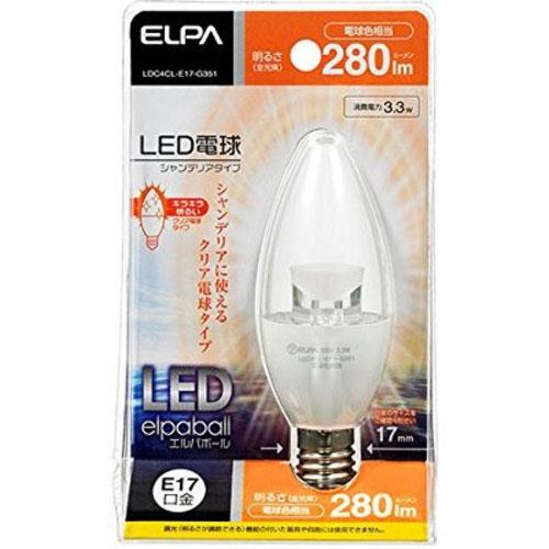 エルパ(ELPA) LDC4CL-E17-G351 電球色 LED電球 シャンデリア球形 E17 電球色