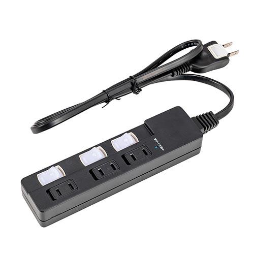 ナカバヤシ TAP-046-20-BK ブラック 安全機能搭載スイッチ付OAタップ/3個口/2m