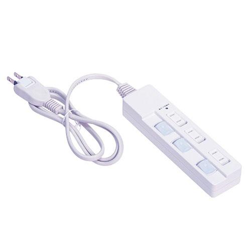 ナカバヤシ TAP-046-20W ホワイト 安全機能搭載スイッチ付OAタップ/3個口/2m