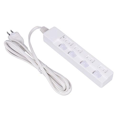 ナカバヤシ TAP-047-20W ホワイト 安全機能満載スイッチ付OAタップ/4個口/2m