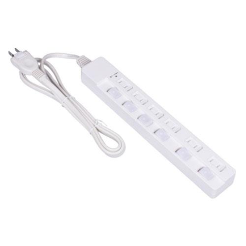 ナカバヤシ TAP-048-20W ホワイト 安全機能満載スイッチ付OAタップ/6個口/2m