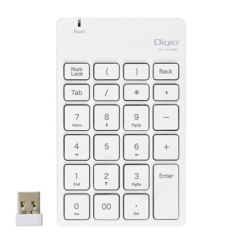 ナカバヤシ TNK-SR227NW ホワイト 無線静音テンキーボード