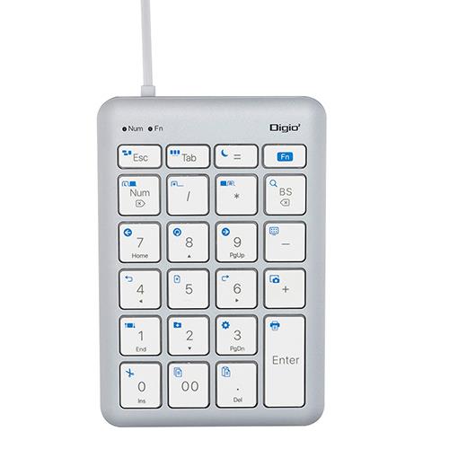 ナカバヤシ TNK-SU236-SLW シルバーホワイト 22ショートカット付有線USBType-Aテンキーボード