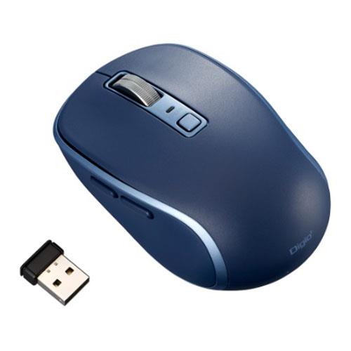 ナカバヤシ MUS-RKF216NB ネイビー 無線静音5ボタンBlueLEDマウス