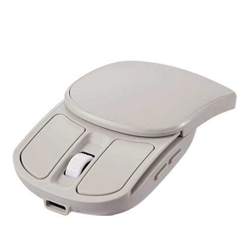 ナカバヤシ MUS-RKF235GY グレージュ 無線充電式スライド静音5ボタンBlueLEDマウス