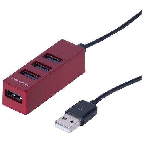 ナカバヤシ UH-2404R レッド USB2.0 4ポートハブ 30cm