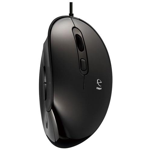 ナカバヤシ MUS-UKF171BK ブラック 有線静音5ボタンBlueLEDエルゴノミクスマウス