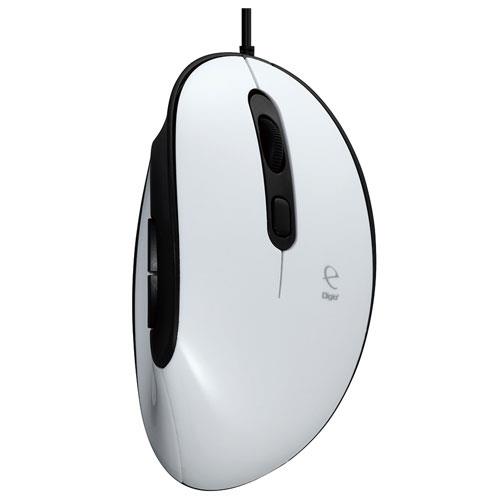 ナカバヤシ MUS-UKF171W ホワイト 有線静音5ボタンBlueLEDエルゴノミクスマウス