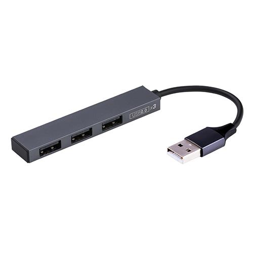 ナカバヤシ UH-2543GY グレー アルミ極薄USBハブ USB2.0/3ポート STIXシリーズ