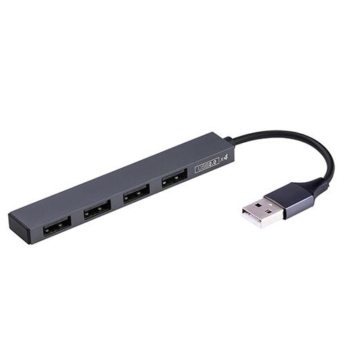 ナカバヤシ UH-2554GY グレー アルミ極薄USBハブ USB2.0/4ポート STIXシリーズ