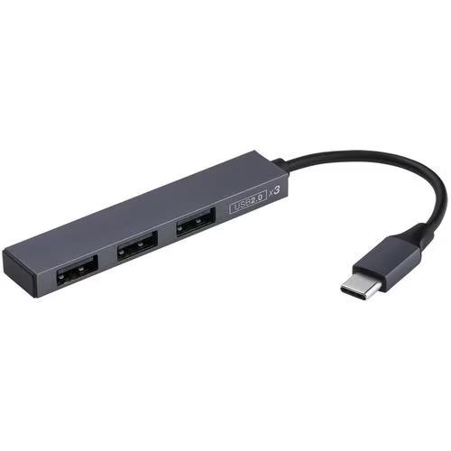 ナカバヤシ UH-C2573GY グレー USB2.0 Type-C 3ポート変換ハブ