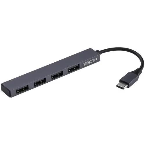 ナカバヤシ UH-C2584GY グレー USB2.0 Type-C 4ポート変換ハブ
