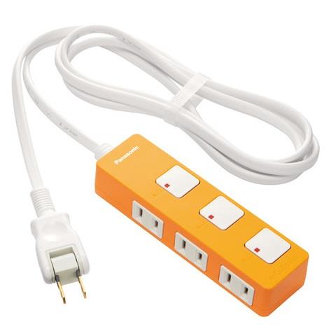 パナソニック(Panasonic) WHS2523JP オレンジ 電源タップ 個別スイッチ 2ピン 3個口 2m