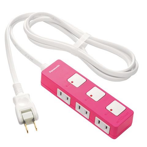 パナソニック(Panasonic) WHS2523NP ピンク 電源タップ 個別スイッチ 2ピン 3個口 2m