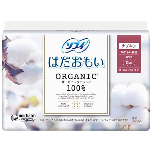 ユニ・チャーム(unicharm) ソフィ はだおもい オーガニックコットン 特に多い昼用 羽つき 23cm 15枚