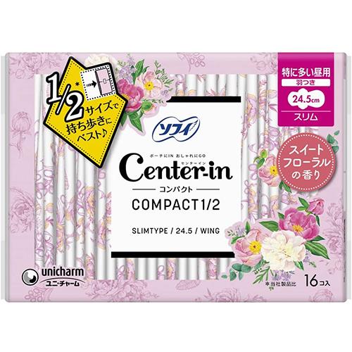 ユニ・チャーム(unicharm) センターインコンパクト 1/2 特に多い昼用 スイートフローラルの香り 羽つき 24.5cm
