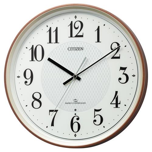RHYTHM(リズム) 4MY861-006 茶メタリック色光沢仕上 白 電波掛け時計
