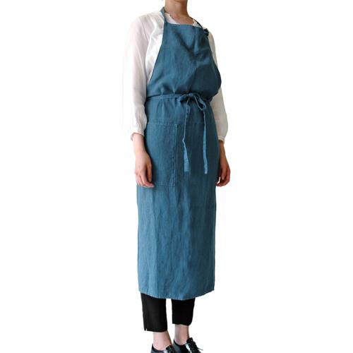 Linnne リンネ Linne エプロン 0118-040 Linnne ブルー 100%ピュアリネン 麻 身丈約101cm リトアニア