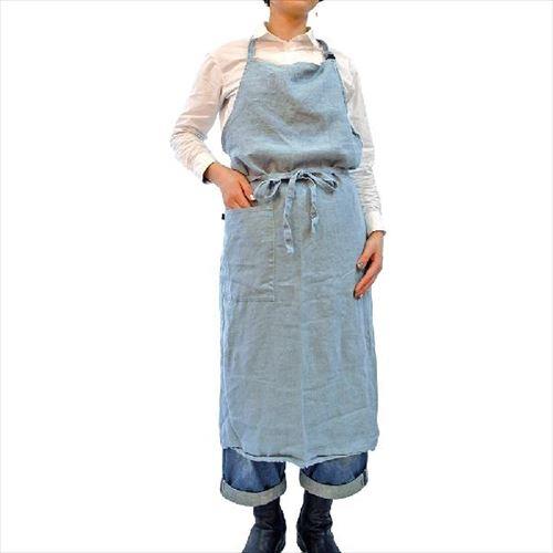 Linnne リンネ Linne エプロン 0118-041 Linnne ライトブルー 100%ピュアリネン 麻 身丈約101cm リトアニア