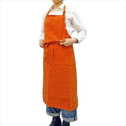 Linnne リンネ Linne エプロン 0118-052 Linnne オレンジ 100%ピュアリネン 麻 身丈約101cm リトアニア