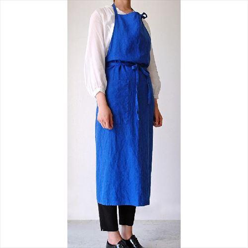 Linnne リンネ Linne エプロン ロイヤルブルー 100%ピュアリネン 麻 身丈約101cm リトアニア