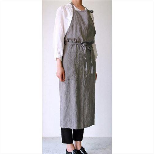 Linnne リンネ Linne エプロン グレー 100%ピュアリネン 麻 身丈約101cm リトアニア