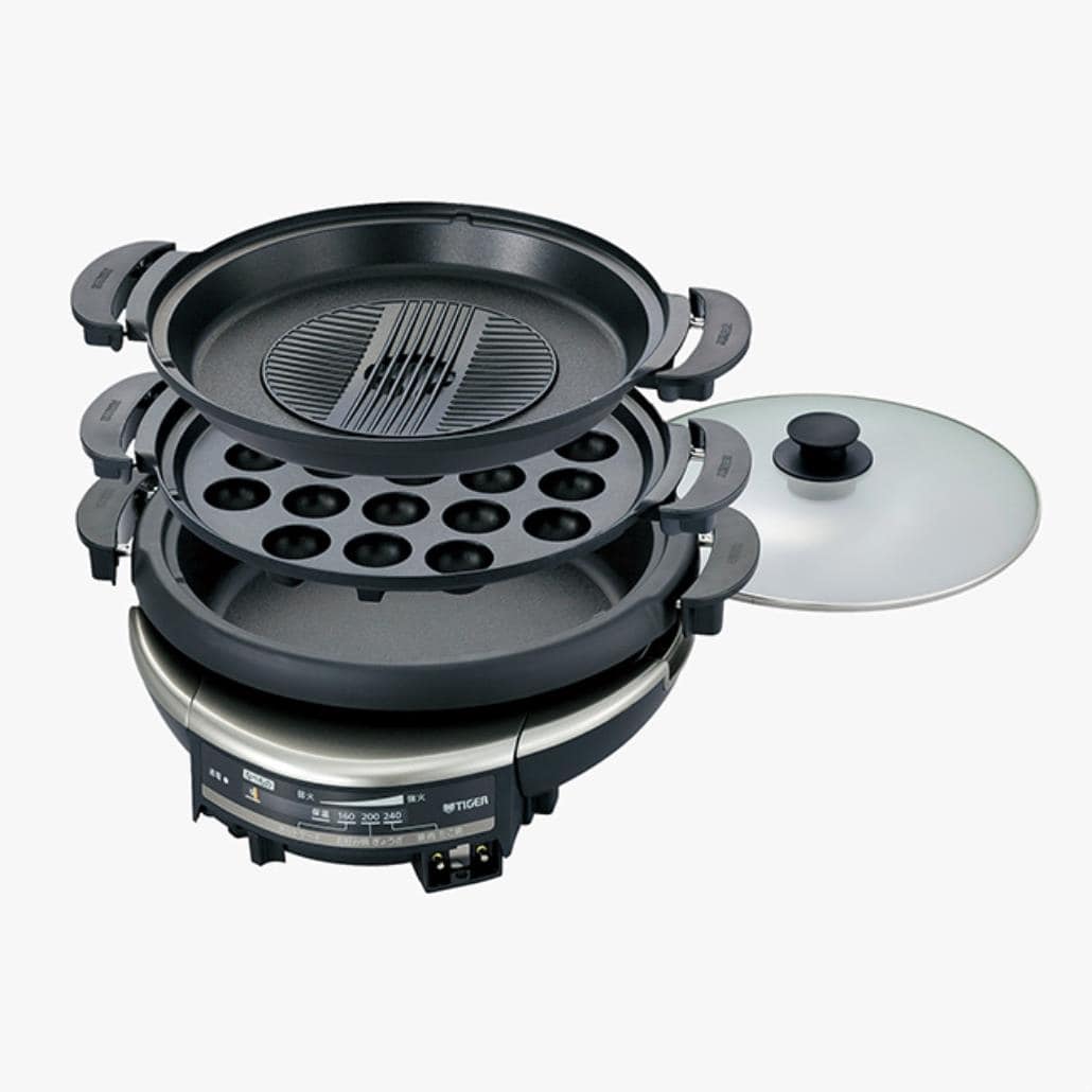 タイガー魔法瓶(TIGER) CQD-B301-TH メタリックブラウン グリル鍋 5.0L 3枚タイプ たこ焼き