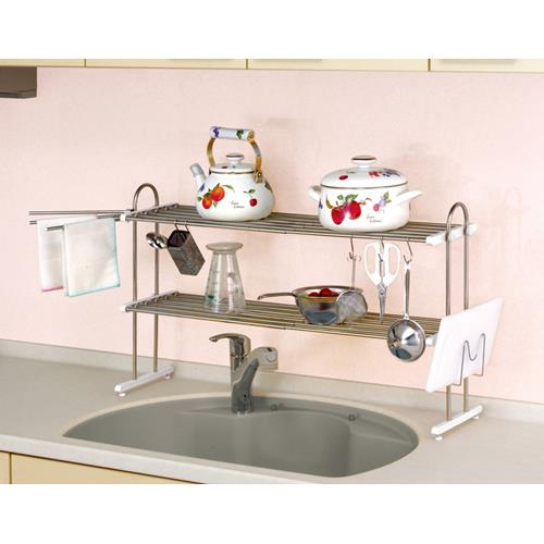 田窪工業所 伸縮置棚 2段 幅52～91cm お買得セット PP2-90LK