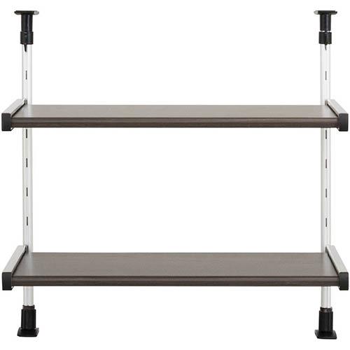 田窪工業所 MTP2-55 木目調 つっぱり棚 2段 幅55cm スチール製 モクメタル