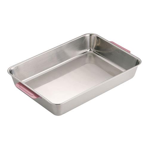 TKGコーポレーション 18-8カラーハンドル角バット 6枚取 ピンク