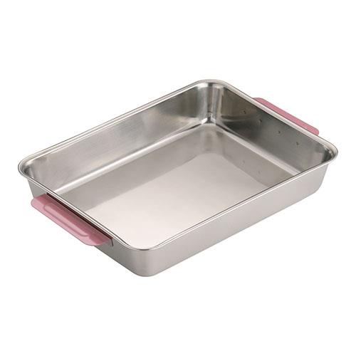 TKGコーポレーション 18-8カラーハンドル角バット 10枚取 ピンク