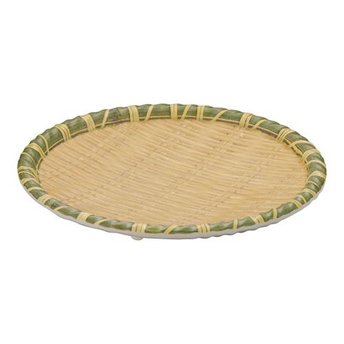 遠藤商事 JB-B735YL イエロー メラミン竹模様丸皿 M