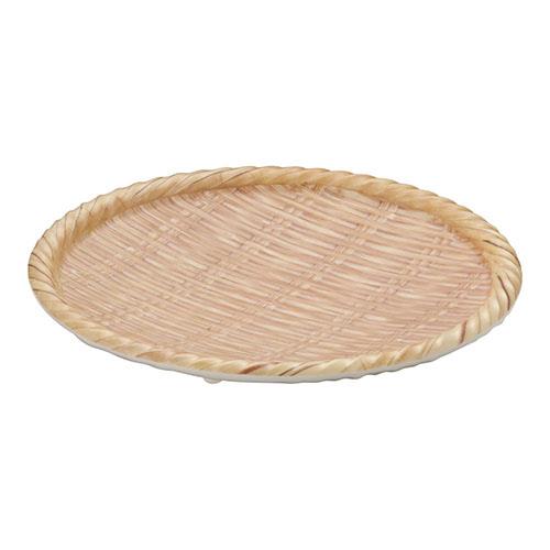 遠藤商事 JB-B735BR ブラウン メラミン竹模様丸皿 M