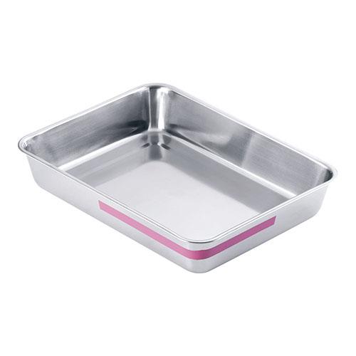 TKGコーポレーション ステンレス カラーライン角バット 10枚取 ピンク