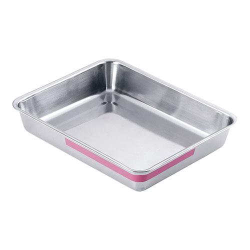 TKGコーポレーション ステンレス カラーライン角バット 12枚取 ピンク